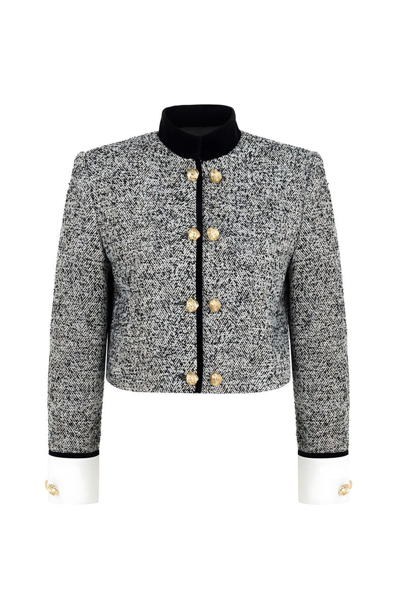 Nocturne Gold Button Detailed Crop Jacket, Alternate, color, 