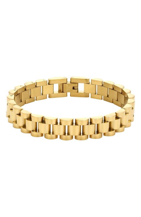 Tarnish Resistant 18K Gold Plated Watch-Link Bracelet