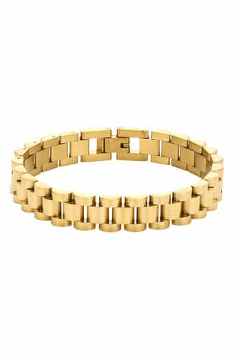 Tarnish Resistant 18K Gold Plated Watch-Link Bracelet