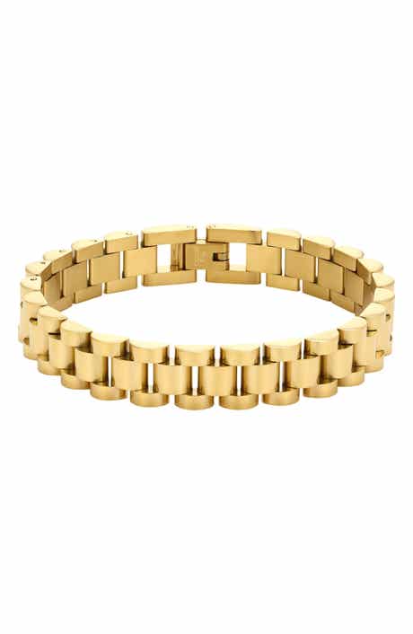 Tarnish Resistant 18K Gold Plated Watch-Link Bracelet