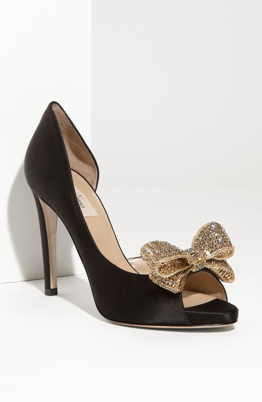Jewelry Couture Bow d'Orsay Pump, Main, color, BLACK/ GOLD CRYSTAL