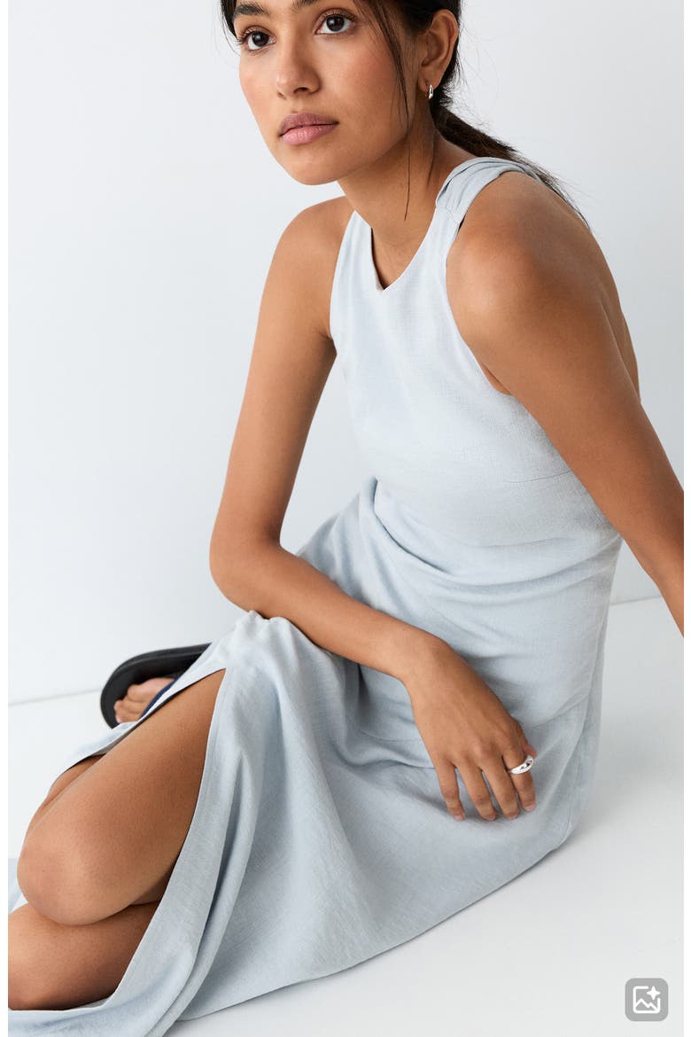 Racerback Flowing Asymmetric Dress, Alternate, color, SKY BLUE