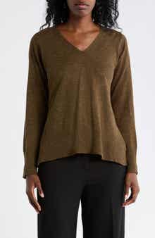 Eileen Fisher Organic Linen & Organic Cotton V-Neck Sweater