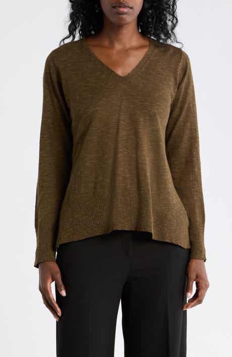Eileen Fisher Organic Linen & Organic Cotton V-Neck Sweater