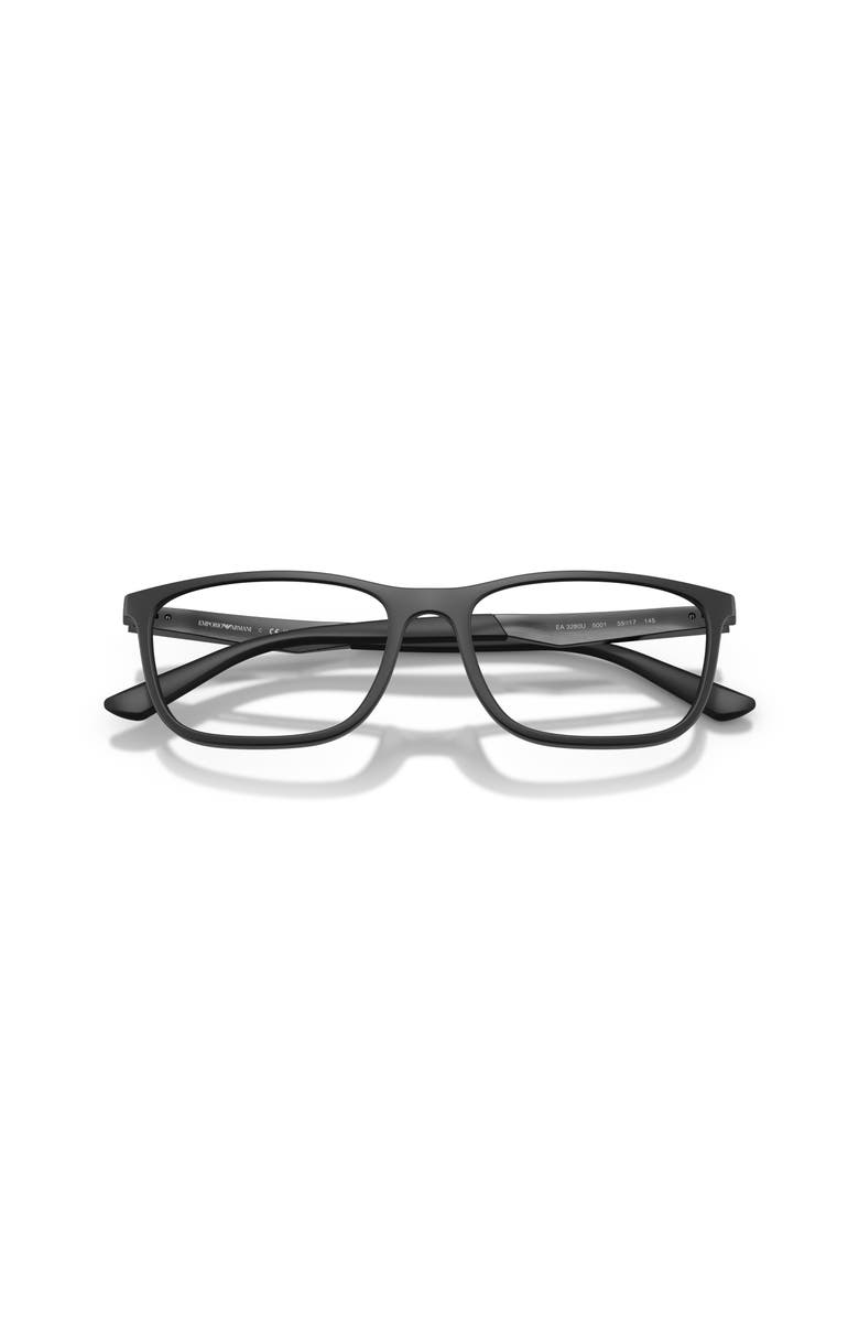 Emporio Armani 55mm Rectangle optical glasses, Alternate, color, Black