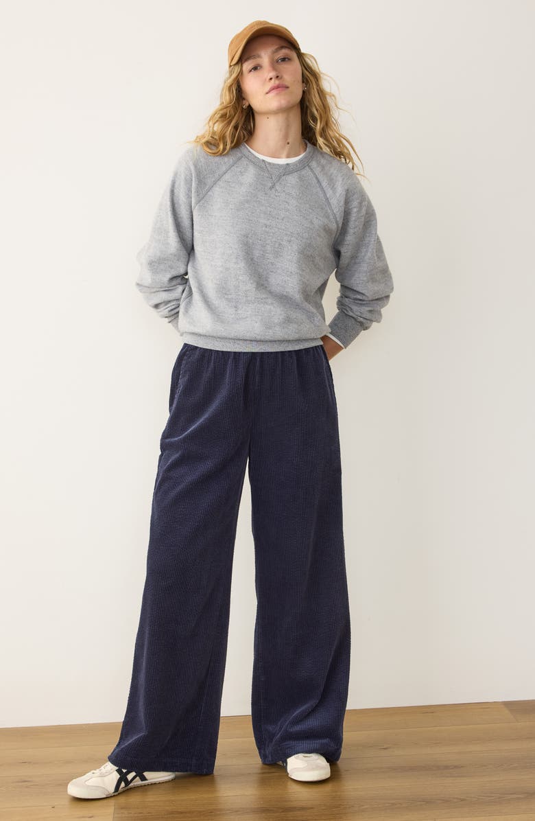 Marine Layer Allison Pull-On Wide Leg Corduroy Pants, Alternate, color, Navy