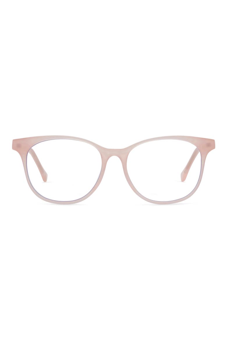 Lovelace 51mm Cat Eye Blue Light Blocking Glasses, Main, color, ROSE MALLOW/ CLEAR