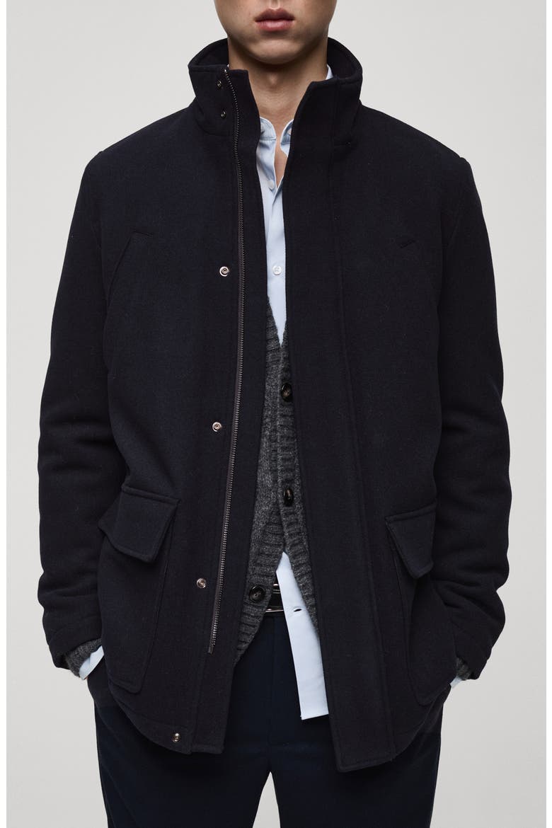 Wool Blend Coat, Main, color, DARK NAVY