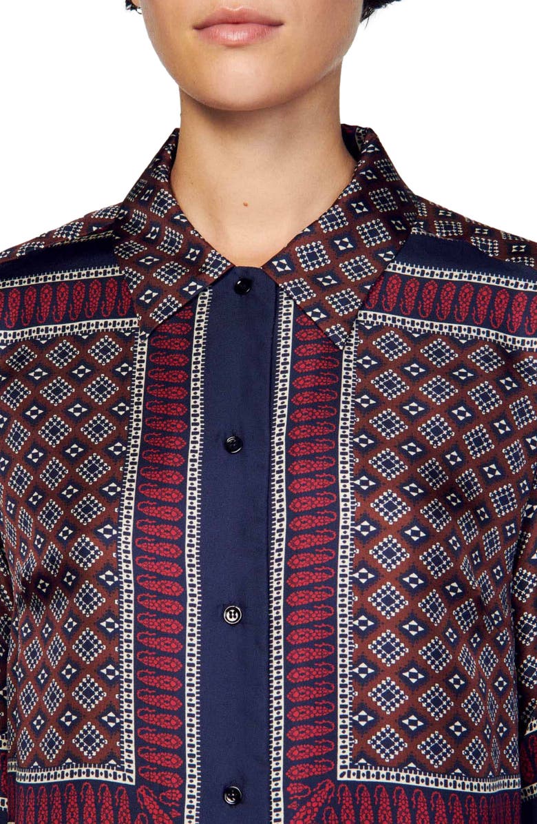 SANDRO Loane Foulard Print Silk Tunic, Alternate, color, 