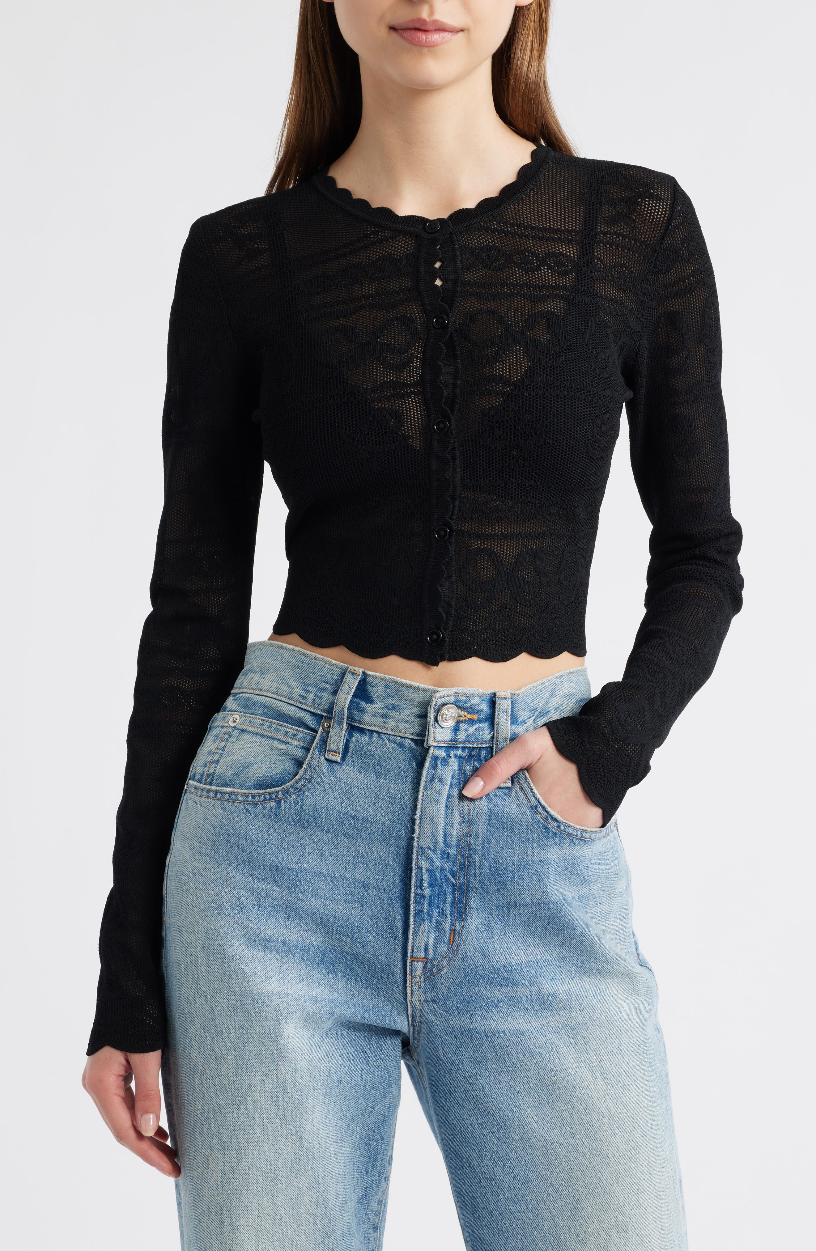 Gretta Semisheer Jacquard Cardigan