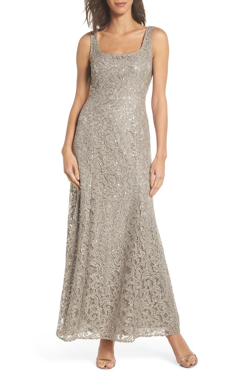 Alex Evenings Sequin Lace Jacket Formal Gown, Alternate, color, 