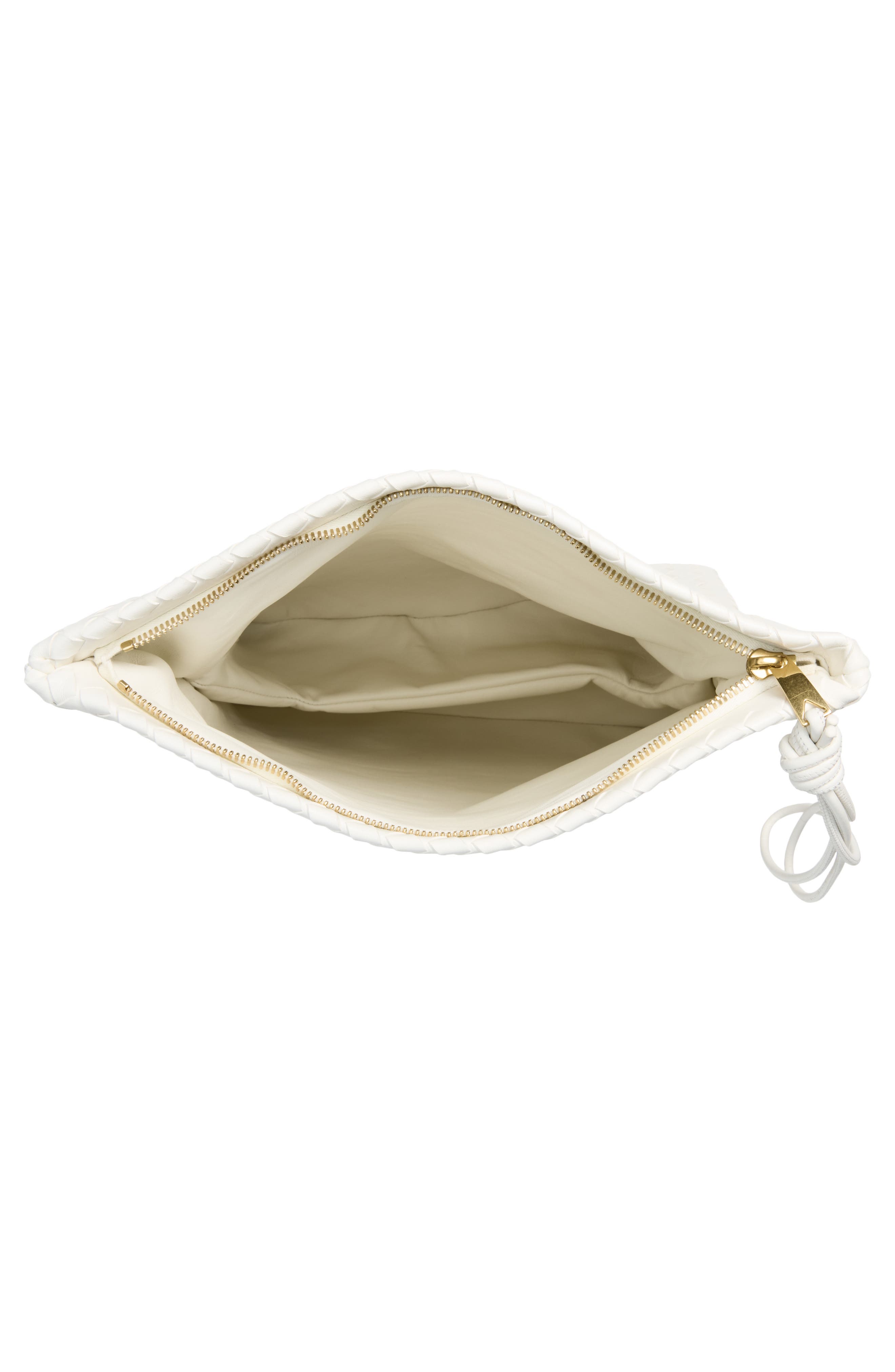 Bottega Veneta Intrecciato Leather Pouch Clutch, Alternate, color, Alabaster-Brass