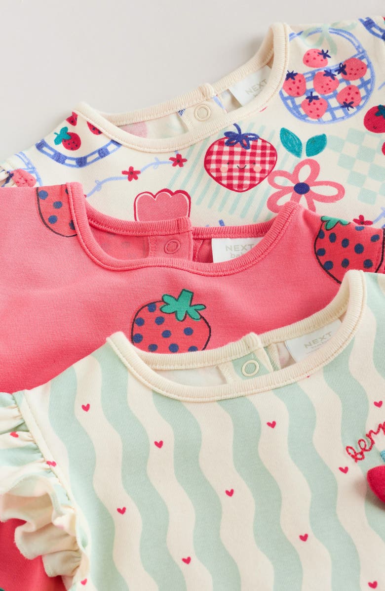 NEXT Pack of 3 Assorted Frill Rompers, Alternate, color, Red