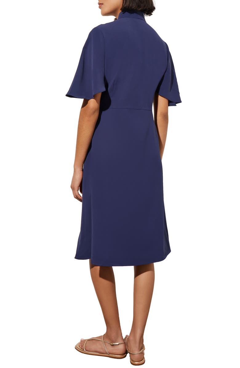 Ming Wang Butterfly Sleeve Crêpe de Chine Wrap Dress, Alternate, color, Indigo