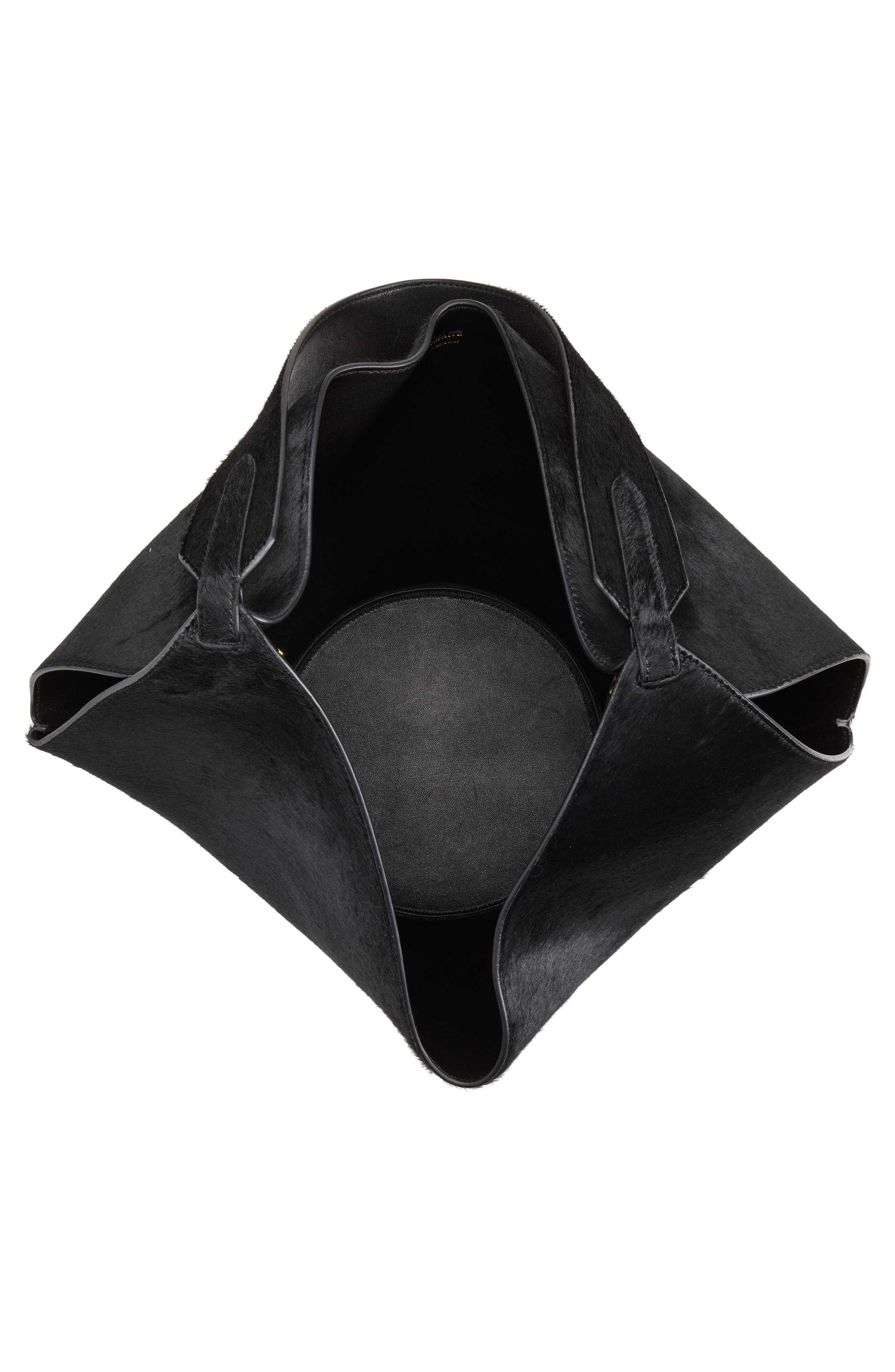 Small Lotus Genuine Calf Hair Top Handle Bag, Alternate, color, BLACK