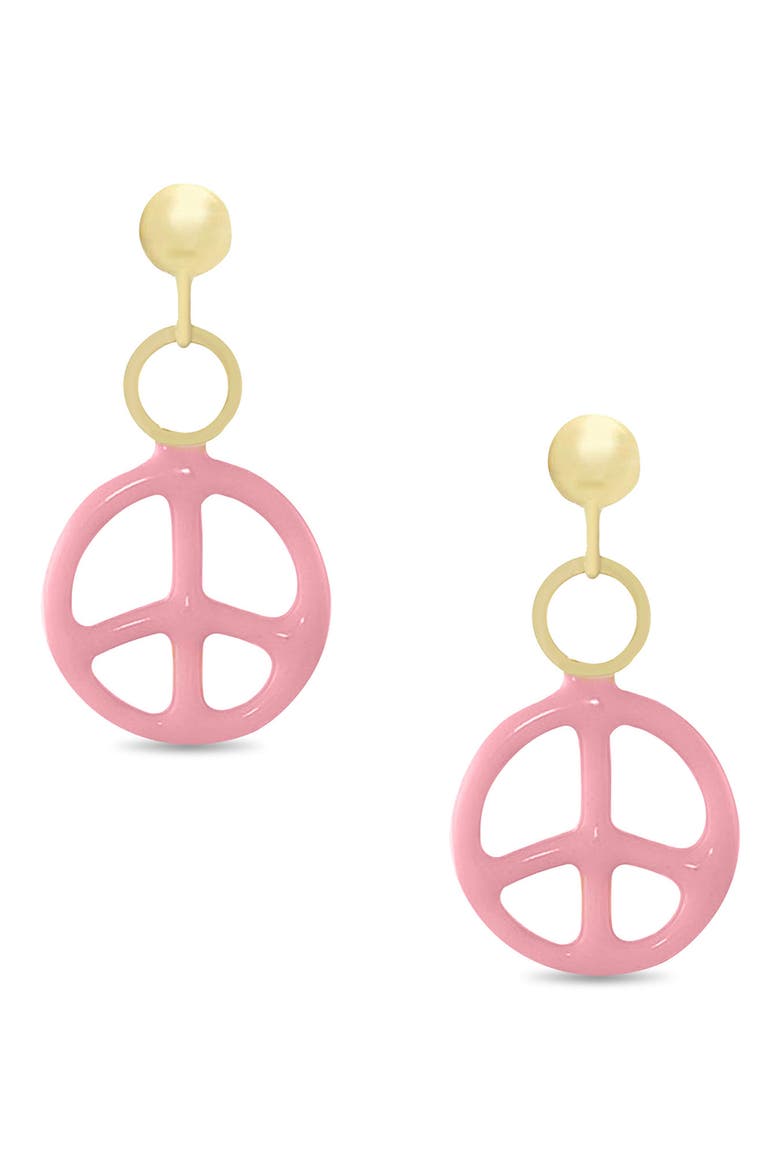 Kids' Peace Sign Drop Earrings, Main, color, PINK