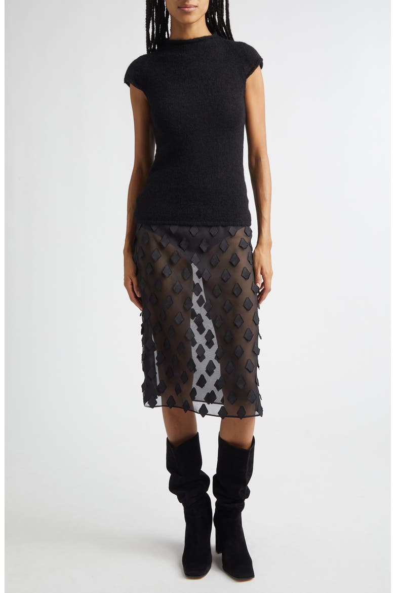 Tris Sheer Midi Skirt, Alternate, color, BLACK