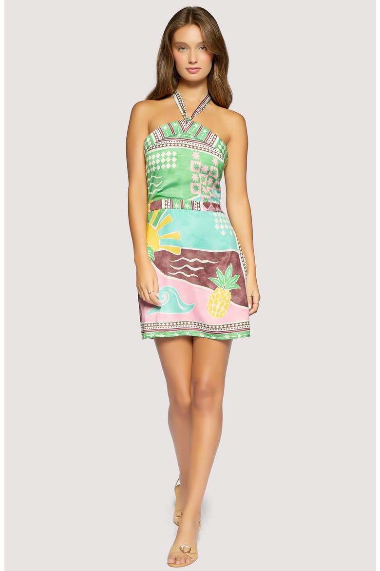 Isla Spell Halter Minidress, Alternate, color, GREEN-MULTI