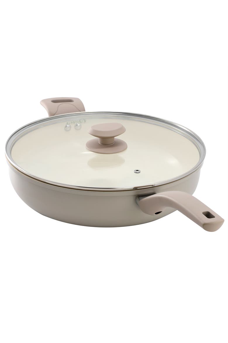 5 Quart Ceramic Nonstick Saute Pan with Lid, Alternate, color, Beige