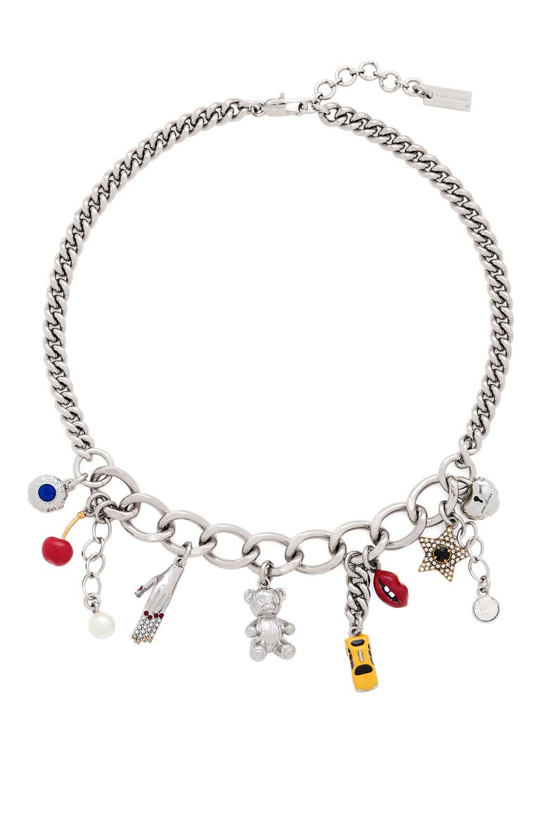 Trinket Charm Necklace, Main, color, SILVER/ MULTI
