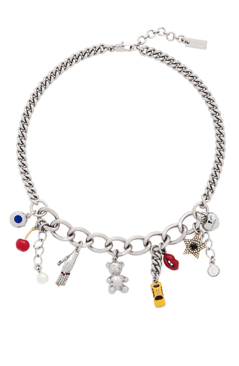 Marc Jacobs Trinket Charm Necklace, Main, color, Silver/ Multi
