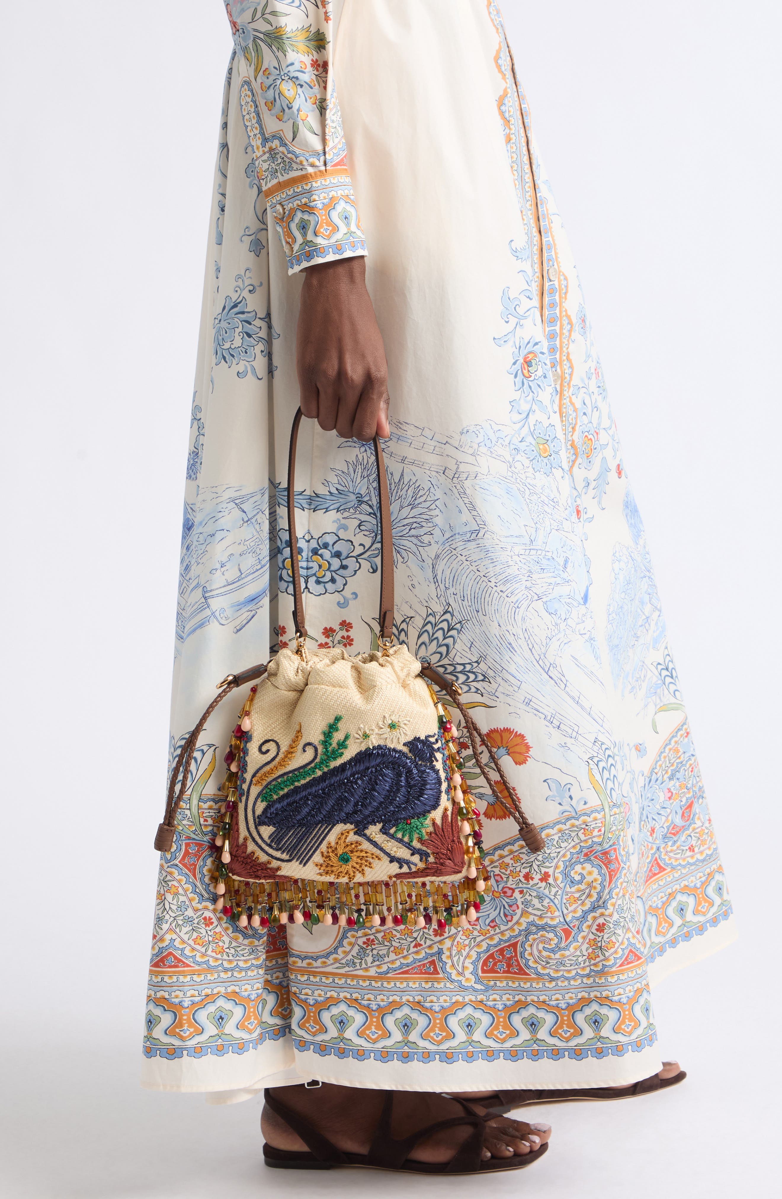 x Tabby Booth Small Embroidered Beaded Kalispera Bag, Alternate, color, BEIGE