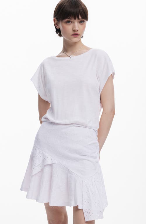 Desigual Combined Short Dress In White