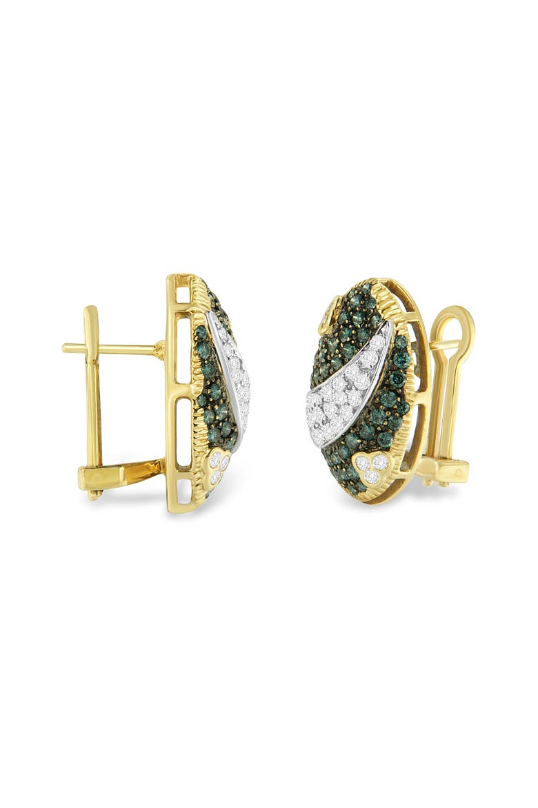 14K Yellow Gold 2-1/10 Cttw Diamond Oval Omega Back Stud Earring, Alternate, color, Yellow