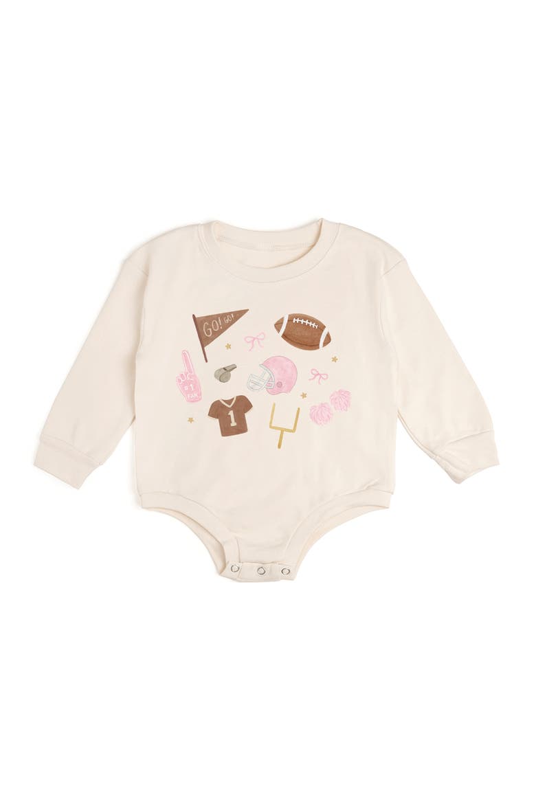 Game Day Icon Long Sleeve Romper, Main, color, Natural Heather