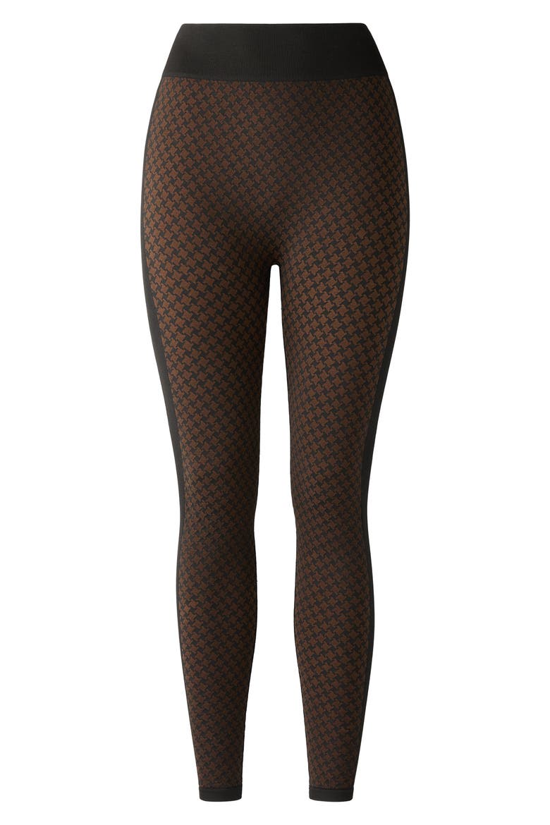 Houndstooth Check Leggings, Main, color, CHESTNUT BROWN