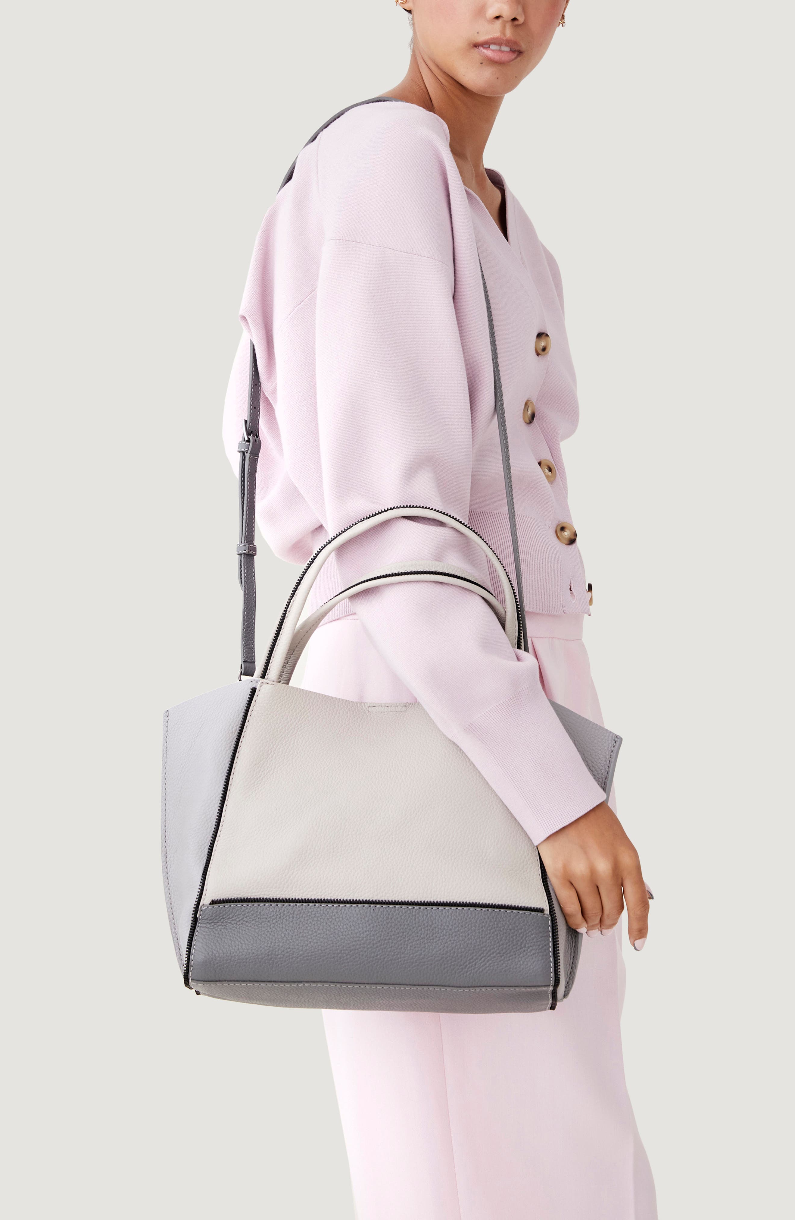 Bite Size Soho Leather Tote, Alternate, color, SMOKE COMBO
