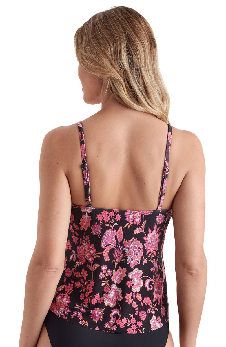 ShapeSolver 5-Tiered V-Neck Tankini Swimsuit Top, Alternate, color, 