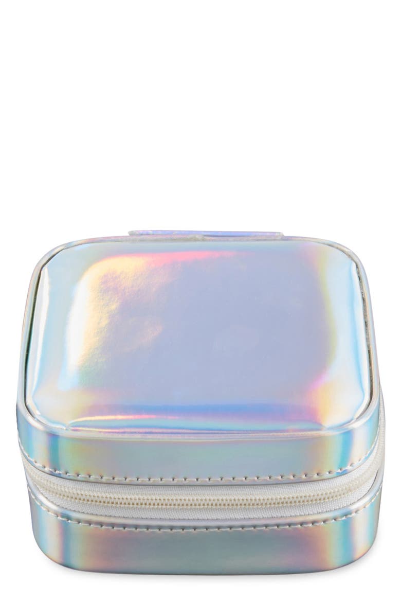 Small Leather Travel Jewelry Case, Main, color, METALLIC