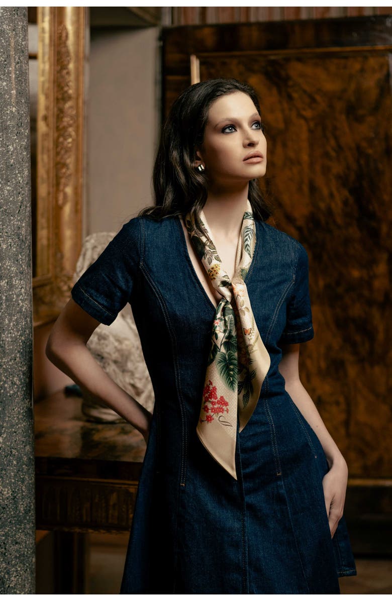 Elizabetta Ornella - Skinny Silk Scarf, Main, color, Beige