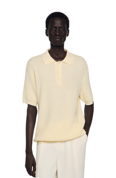 Waffle-texture cotton polo