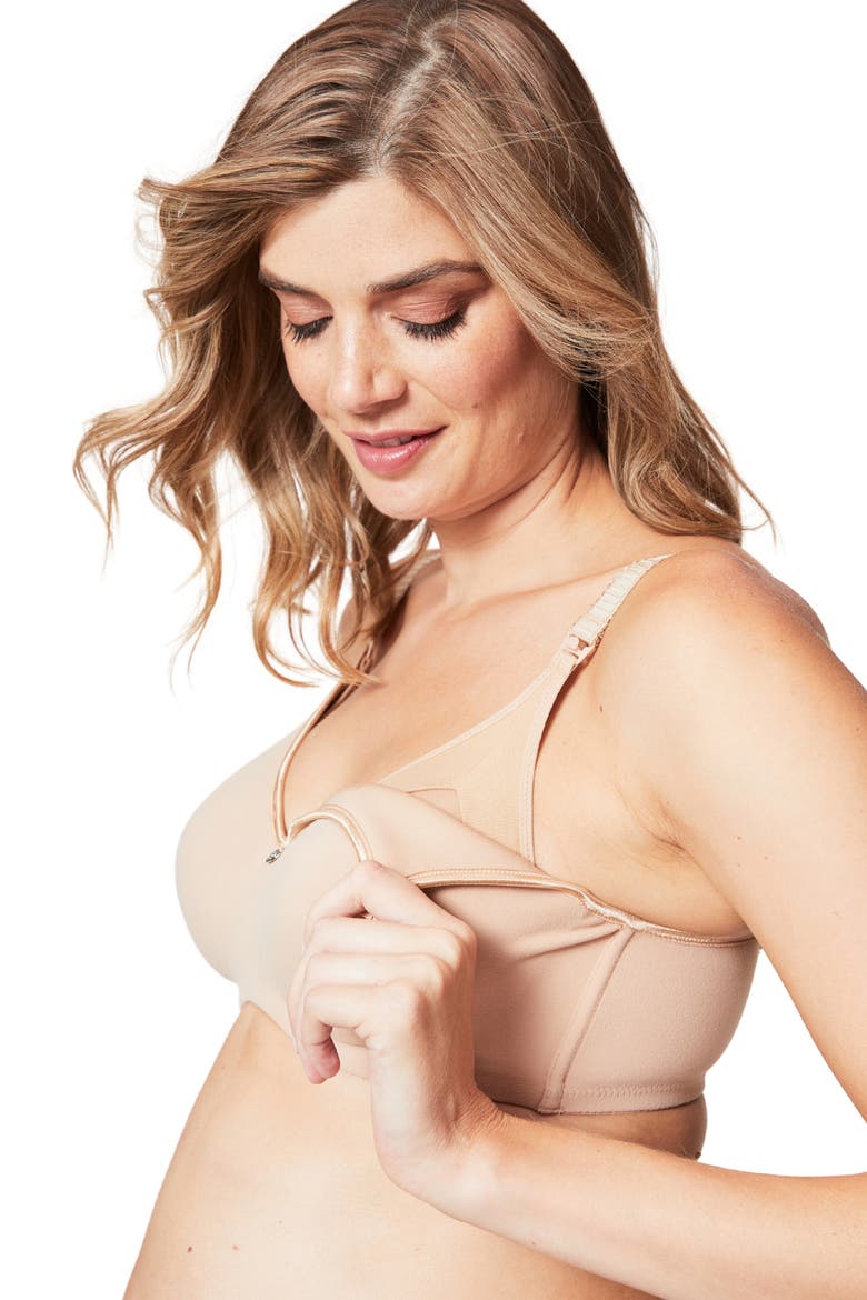Croissant Smoothing Flexi-Wire Nursing Bra, Alternate, color, Beige
