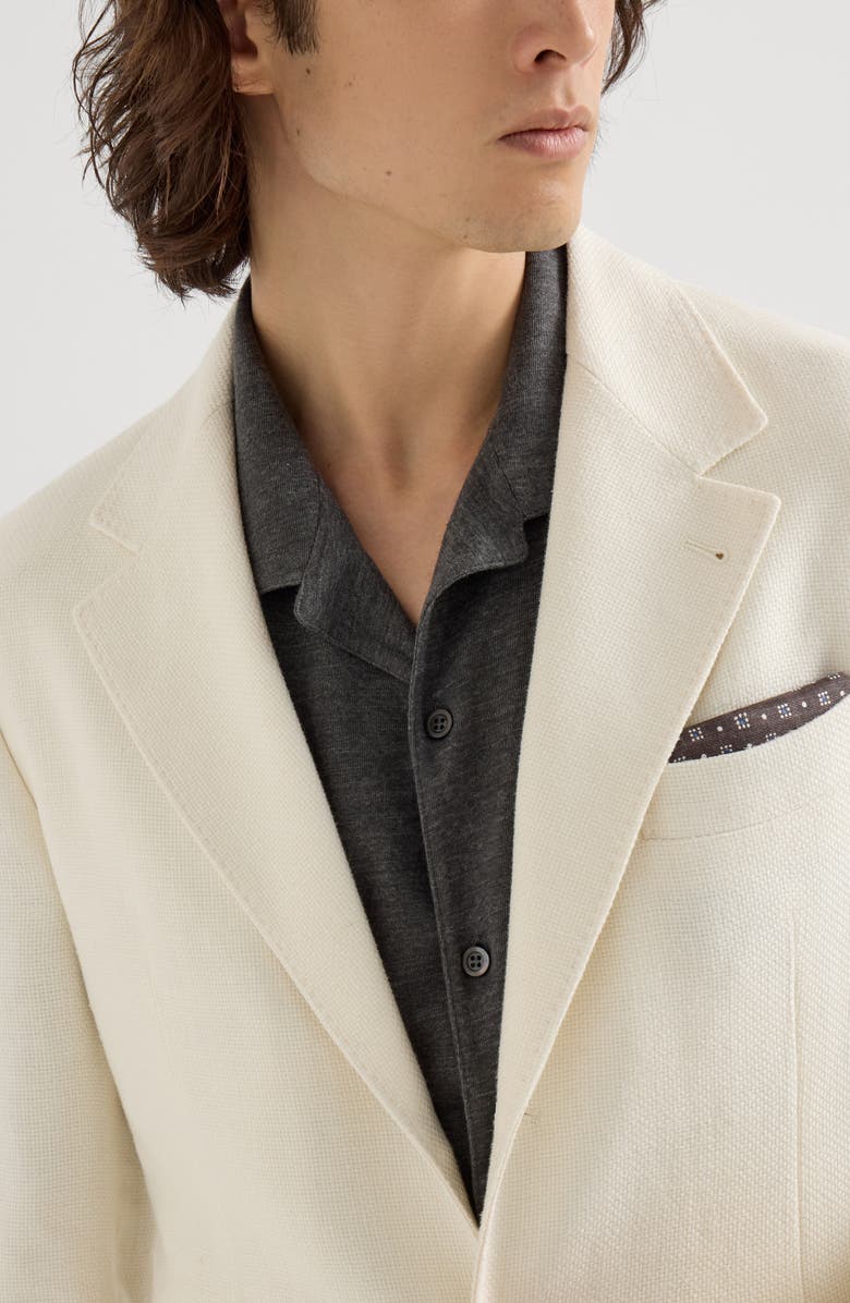 Brunello Cucinelli Hopsack deconstructed blazer, Alternate, color, Off-White