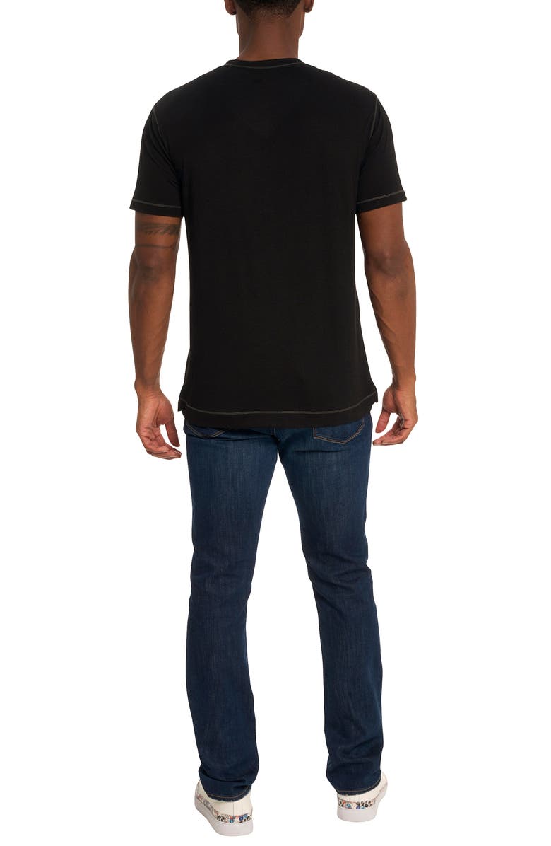 Robert Graham Eastwood V-Neck Cotton Blend T-Shirt, Alternate, color, Black