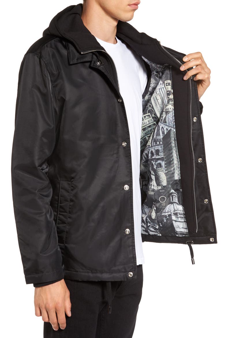 Yorkshire Hooded Coach's Jacket, Alternate, color, BLACK