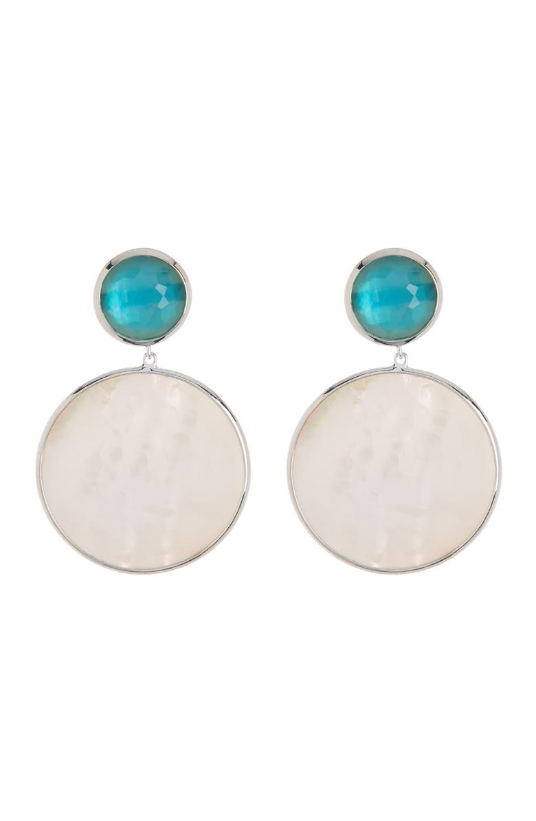 Ippolita Wonderland Stone & Shell Sterling Silver Crystal Doublet Mother-of-Pearl Double Drop Earrings, Main, color,