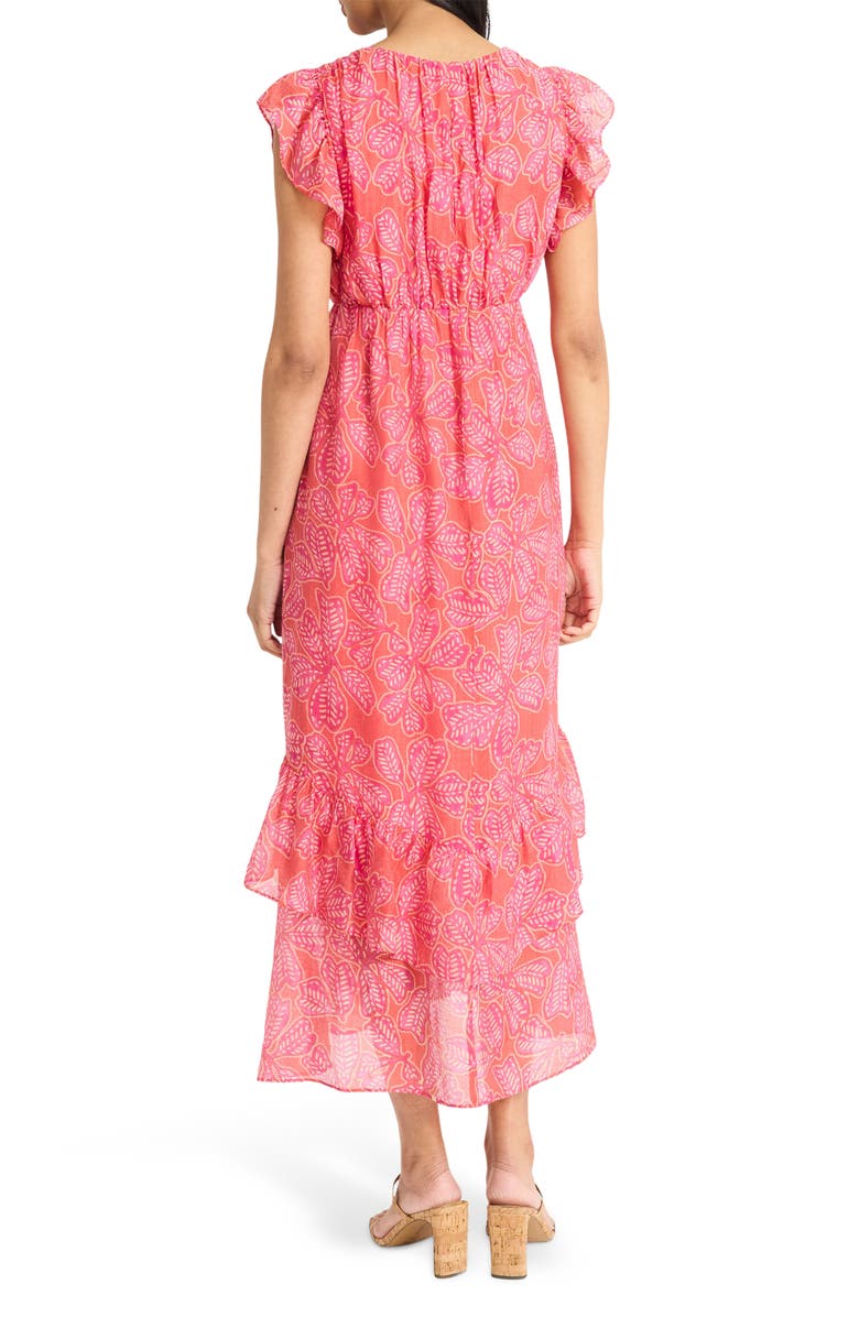 The Good Journey Ruffled Tiered Midi Dress, Alternate, color, Magenta Combo