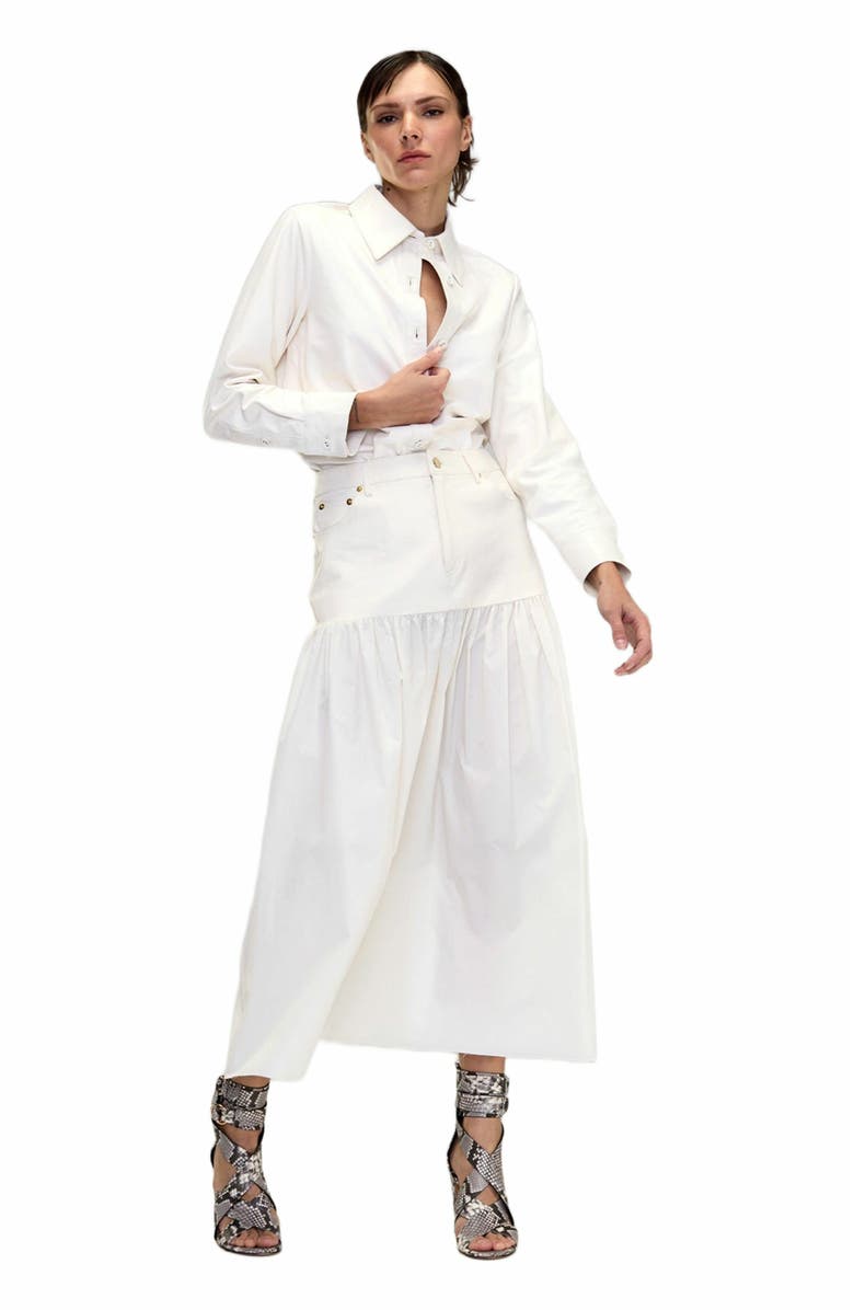 Cynthia Rowley Downtown Leather Nylon Skirt, Main, color, Off_white