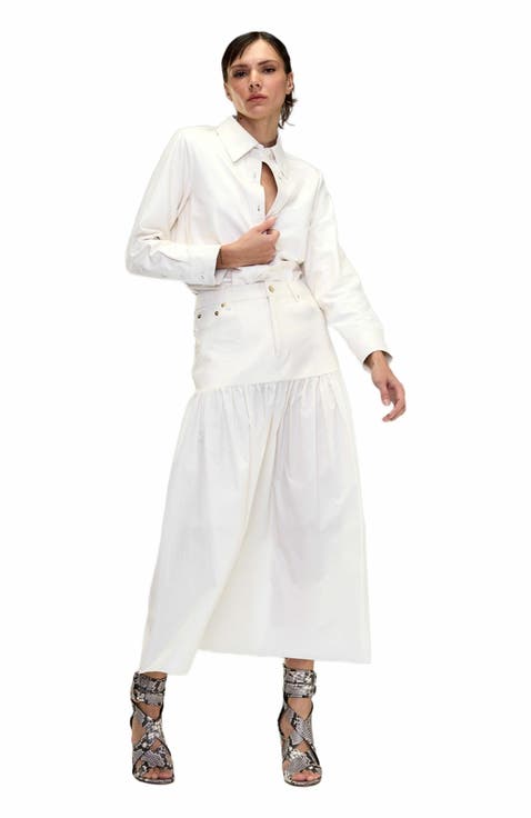 Downtown Leather Nylon Skirt