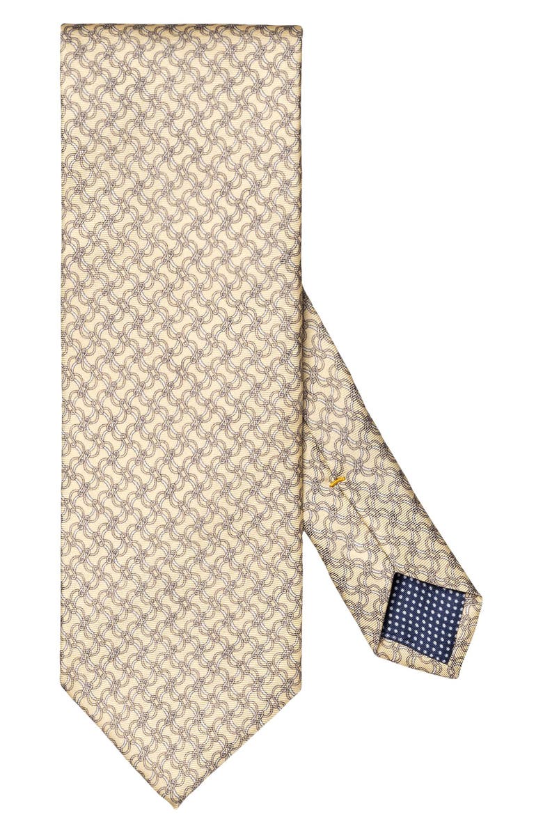 Eton Yellow Vine Print Silk Tie, Main, color, Light Yellow