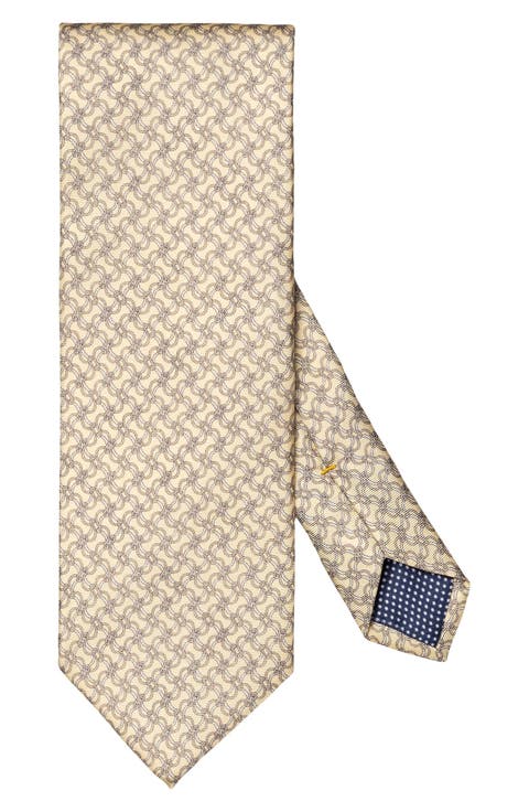 Yellow Vine Print Silk Tie