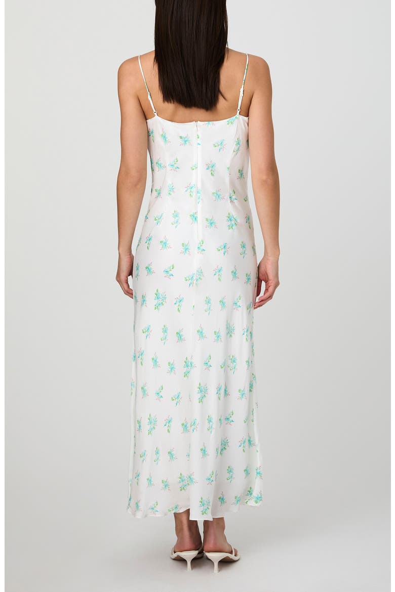Anna Fleur Cowl Neck Satin Maxi Slipdress, Alternate, color, SUM WHT PAST TURQ MU