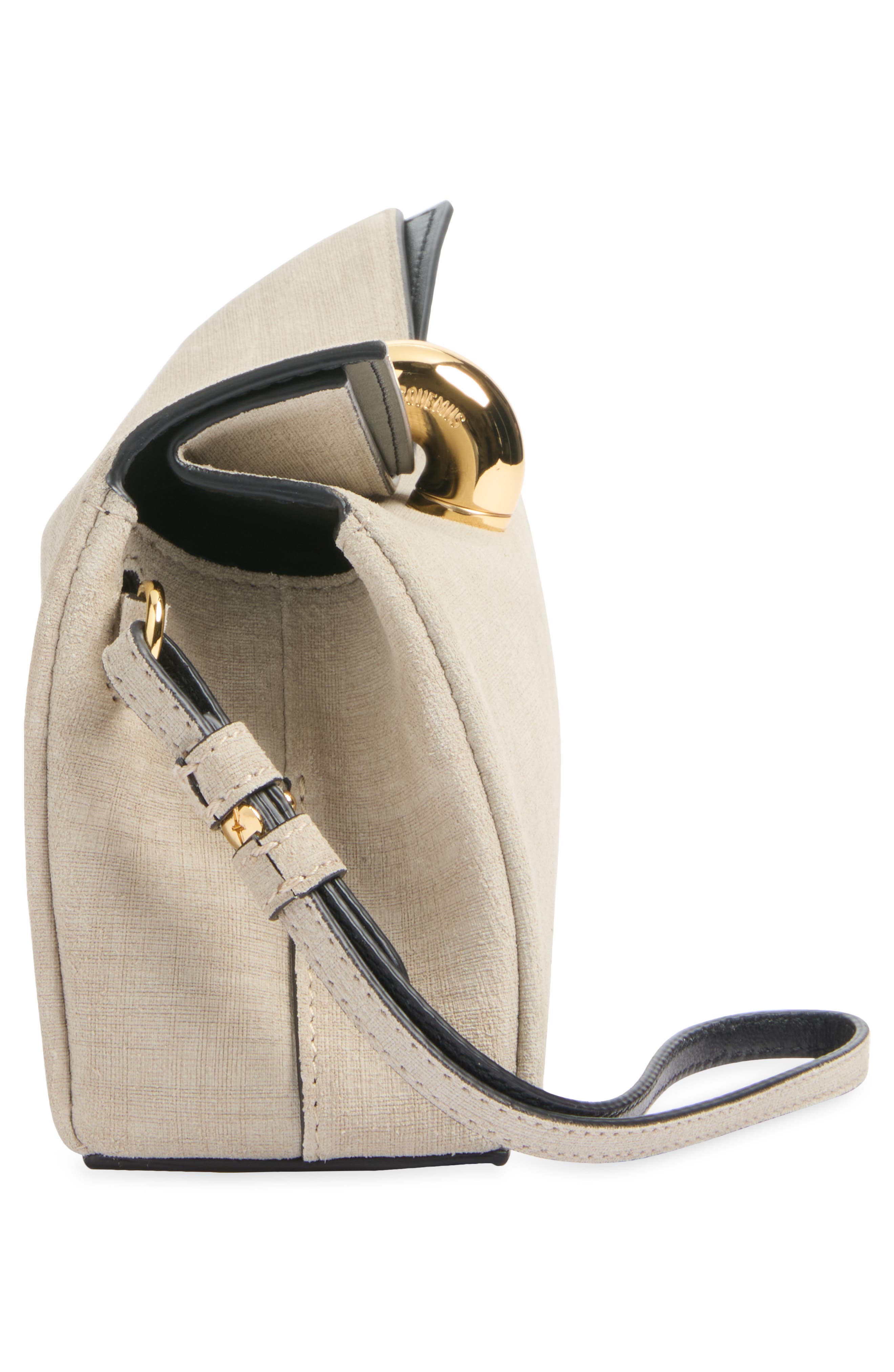 The Valérie Linen Effect Leather Clutch, Alternate, color, GREIGE / BLACK 1PV