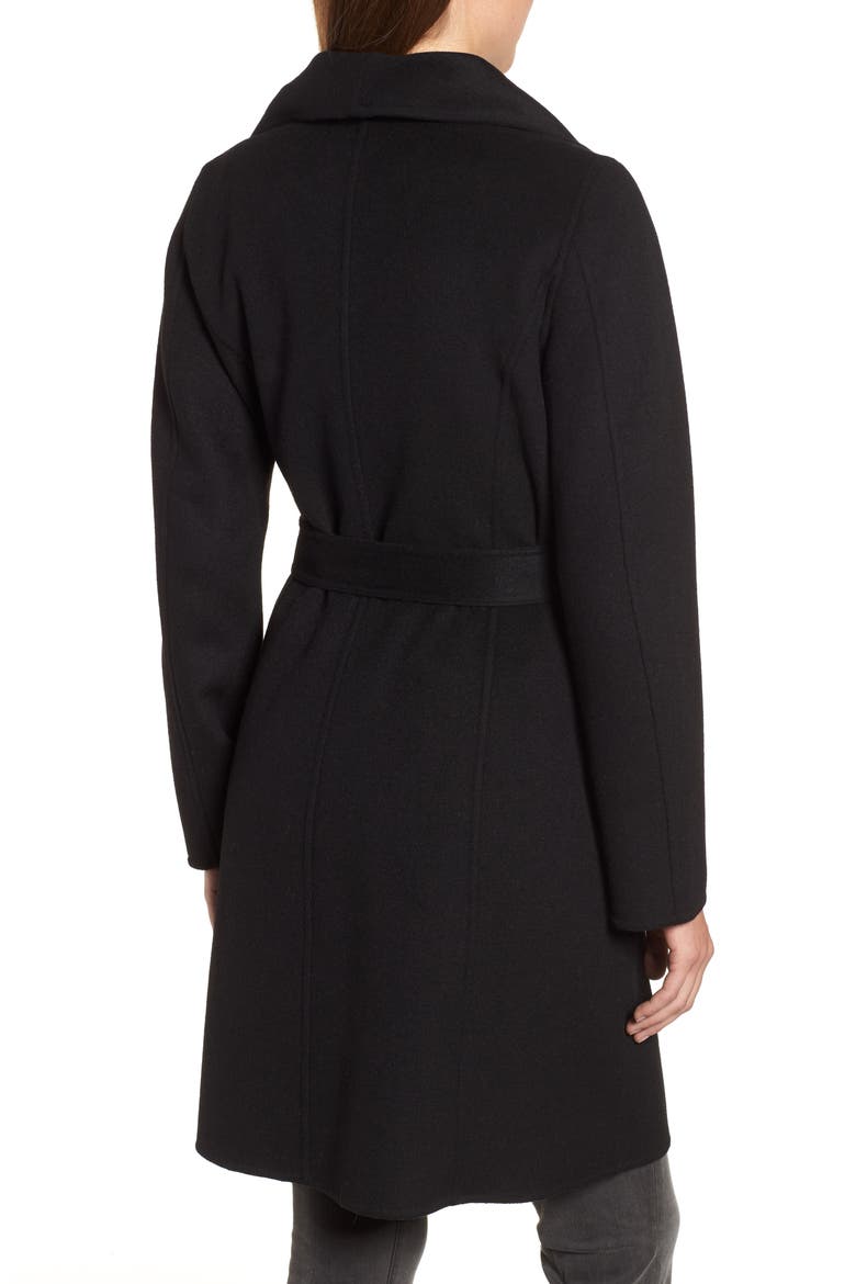 Ellie Double Face Wool Blend Wrap Coat, Alternate, color, BLACK