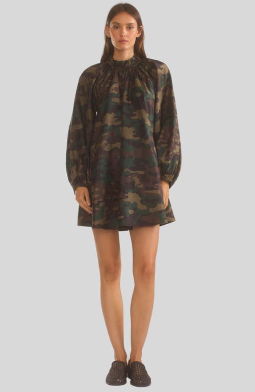 Shop Cynthia Rowley Second Nature Silk Taffeta Dress In Green Camo