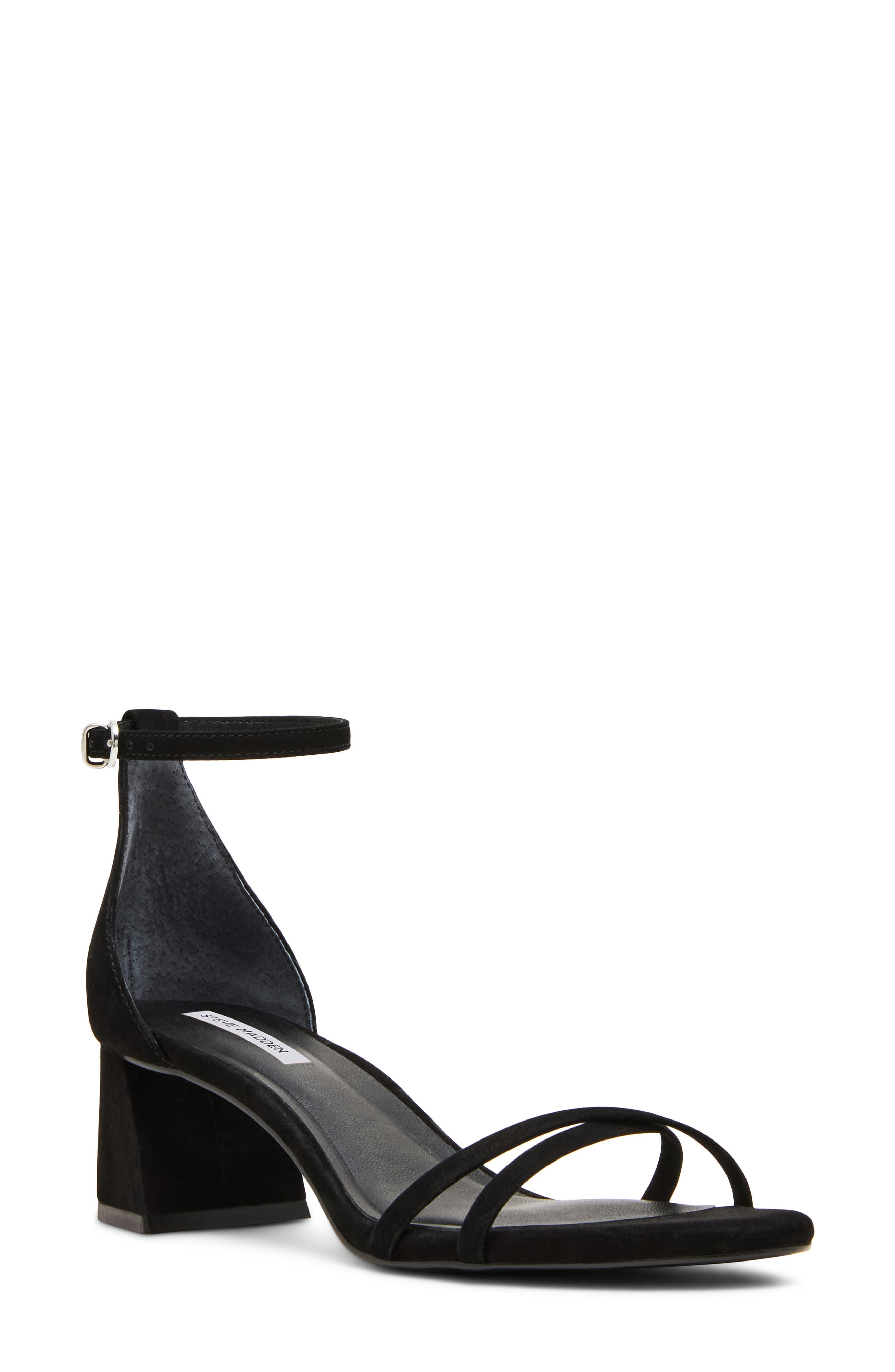 Steve Madden Rae Ankle Strap Sandal, Main, color, Black Nubuck